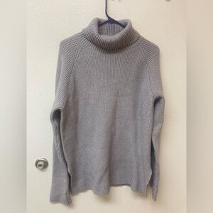 MAGASCHONI Gray Rib Knit Tunic Turtleneck Sweater (L)